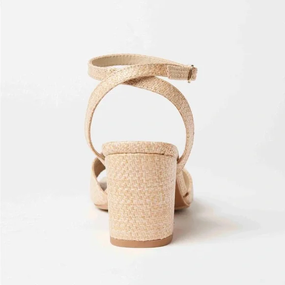 NWOT Seychelles Anthropologie Raffia Blush Tan Block Heel Sandal Size 8.5 EASTER - Picture 5 of 12